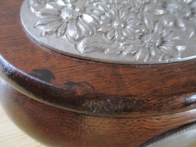 小物入れ　木製　エタン　ETAIN　錫　花柄　ケース　蓋付き　ビンテージ