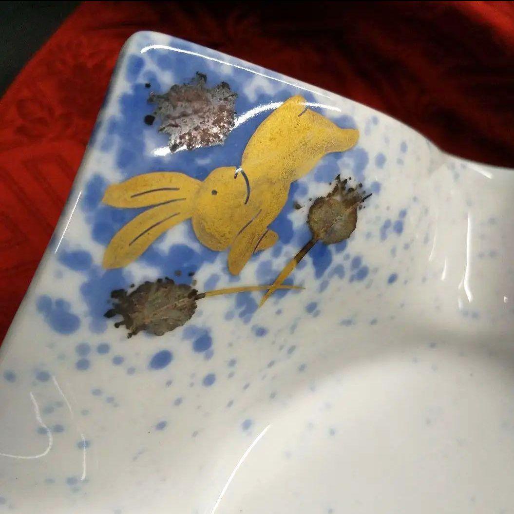新品 有田焼 宝瑞窯 吹墨金彩うさぎ柄向付10客 和食器 向付 小鉢 懐石料理