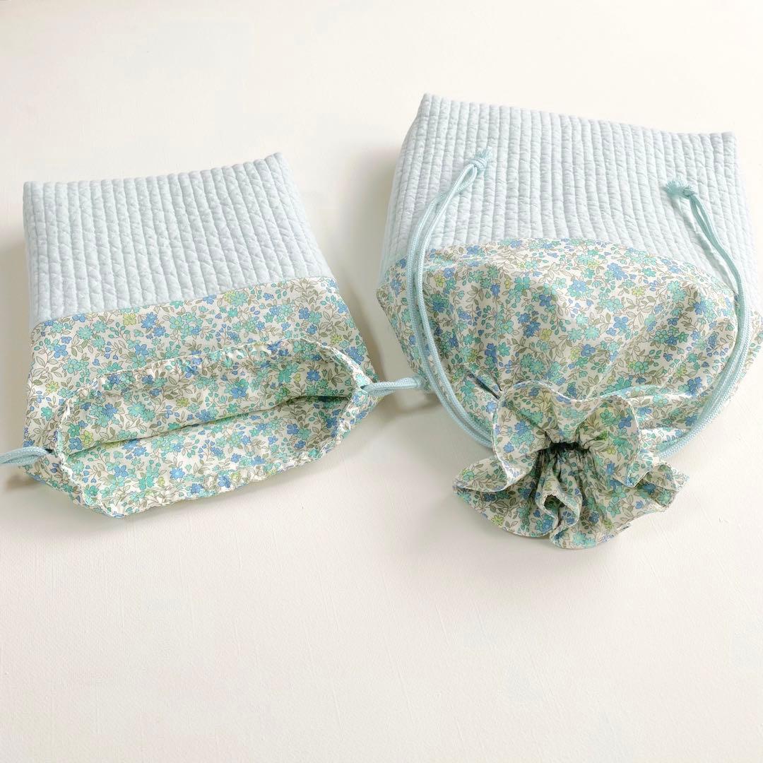 入園入学セット　ヌビ　レッスンバッグ　上靴入れ　お着替え袋　女の子　小花　ミント