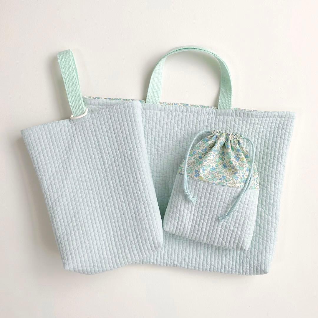 入園入学セット　ヌビ　レッスンバッグ　上靴入れ　お着替え袋　女の子　小花　ミント