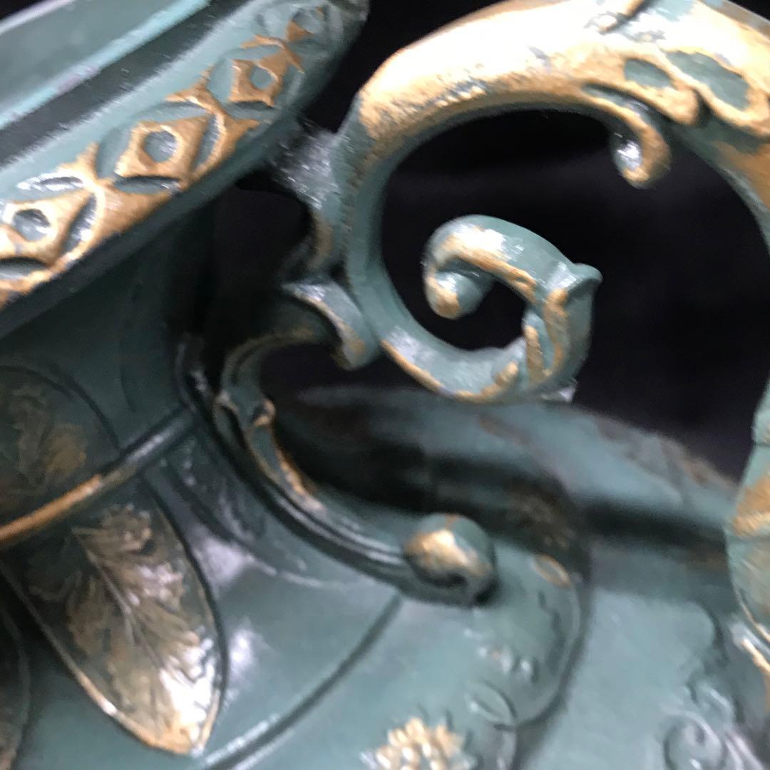 【USED】ブロンズ　金属　花瓶　フレンチヌーボー　青磁色