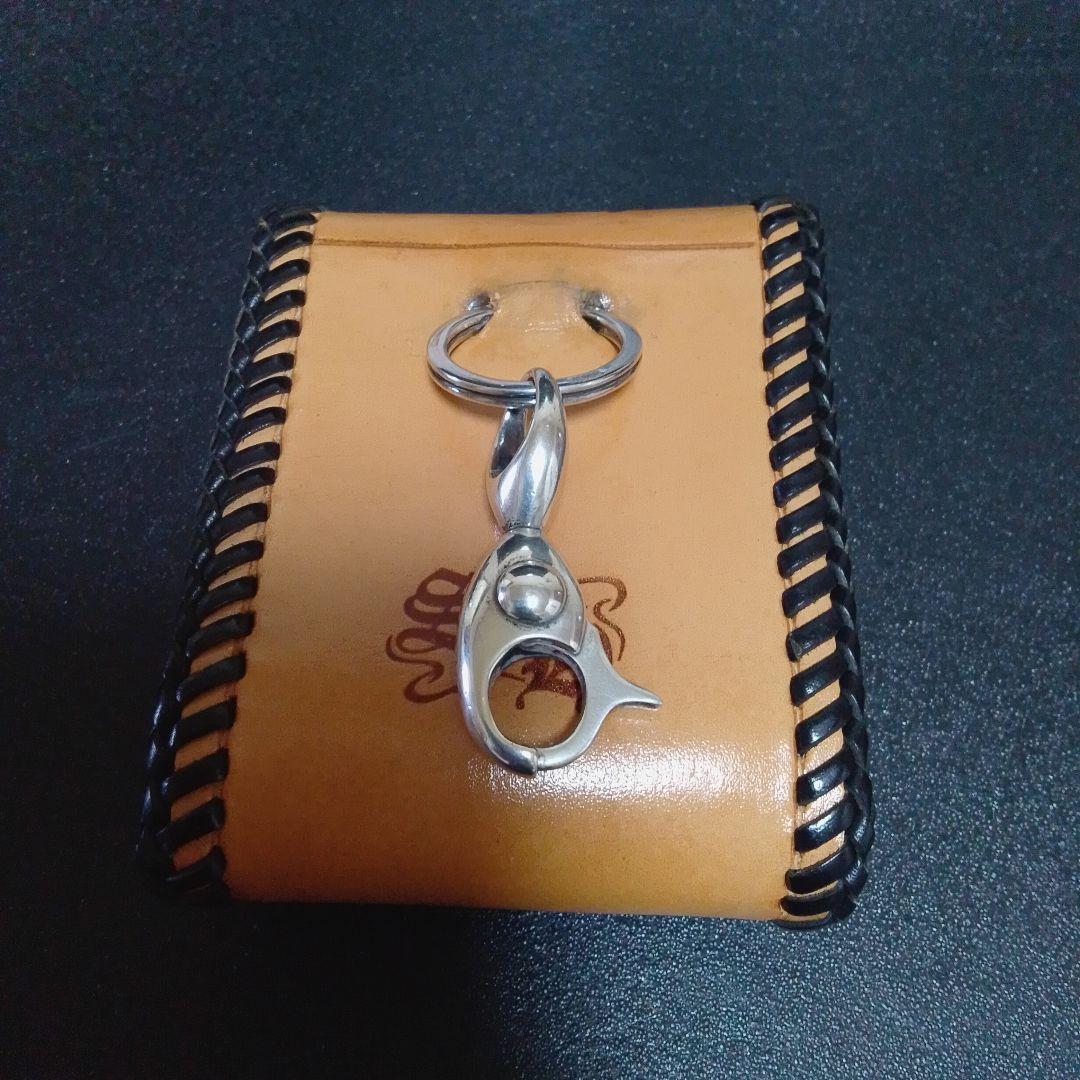 レザーシガレットケース　シルバー925フック、リング付き