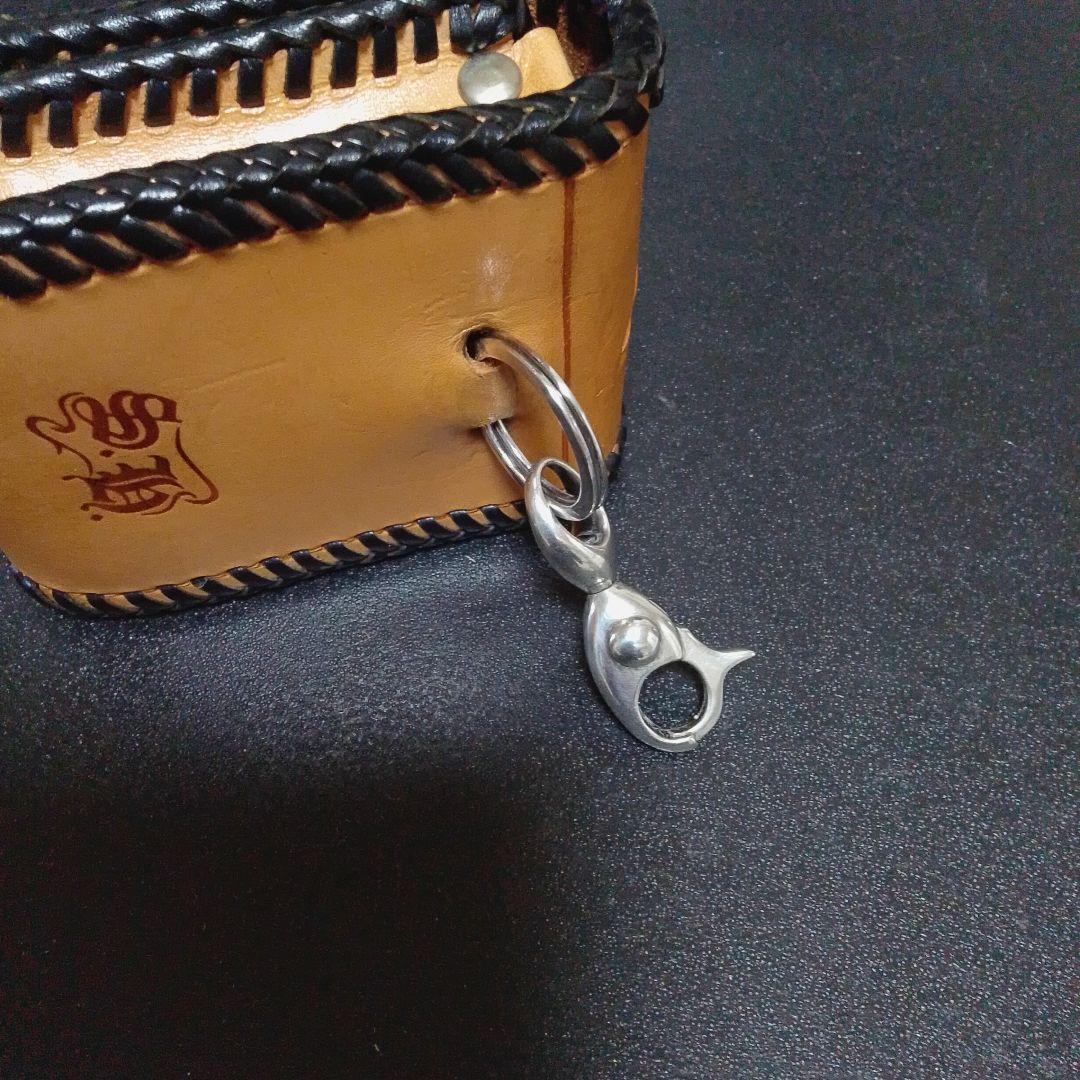 レザーシガレットケース　シルバー925フック、リング付き