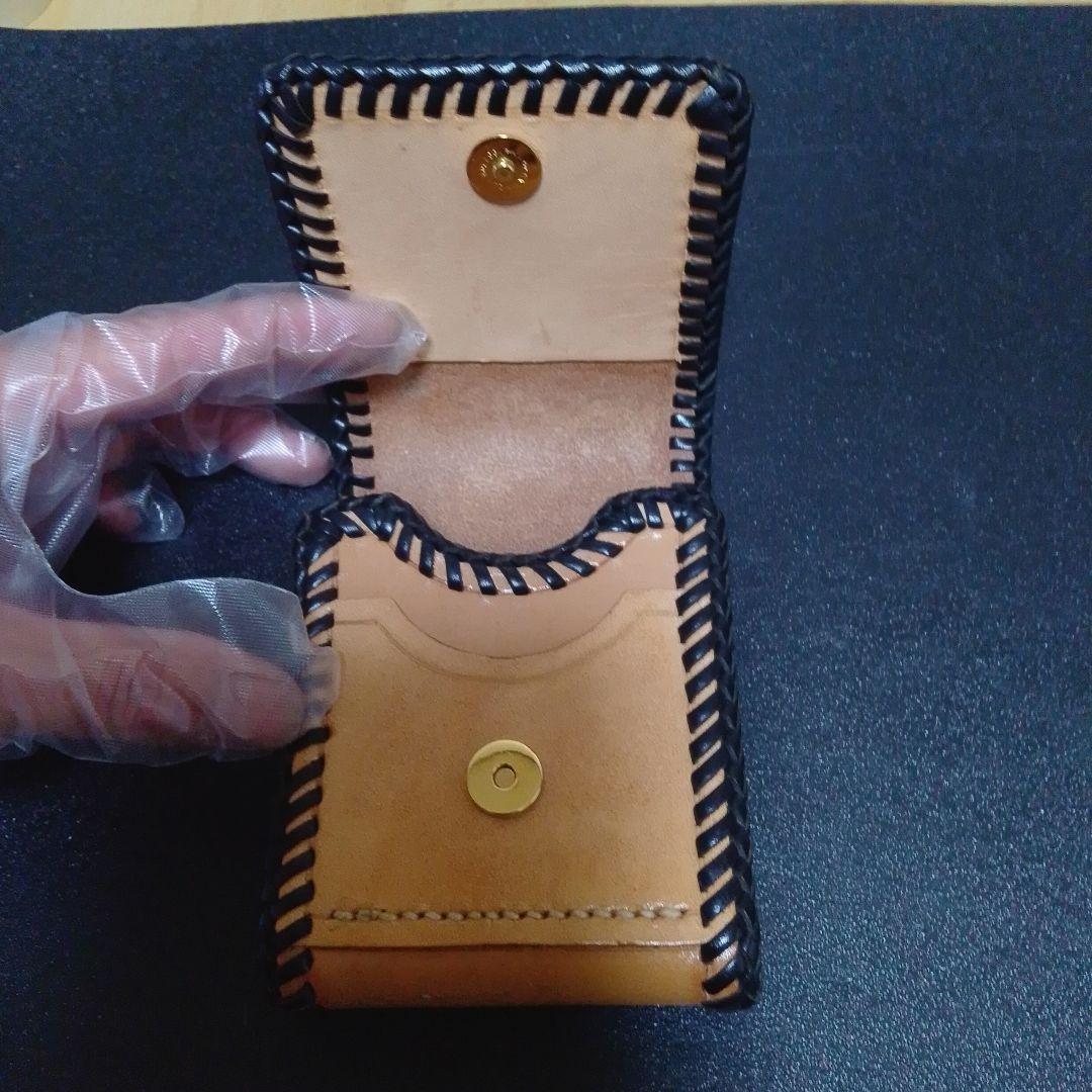 レザーシガレットケース　シルバー925フック、リング付き