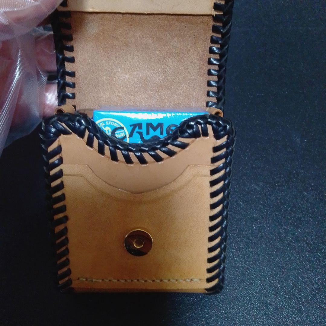 レザーシガレットケース　シルバー925フック、リング付き