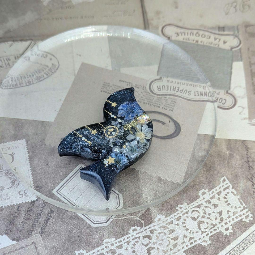 ＃519 星空✴小鳥✴レジンヘアゴムキーホルダーブローチ