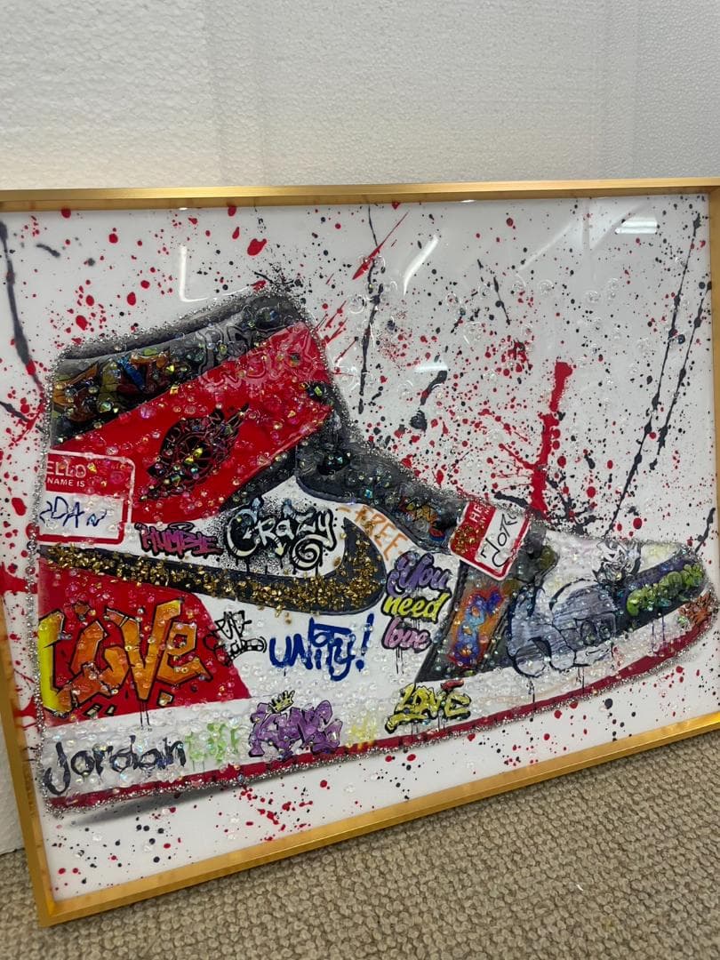 水晶絵　NIKE　ナイキ　スニーカー　アートパネル　絵　絵画　額絵　額縁　アート