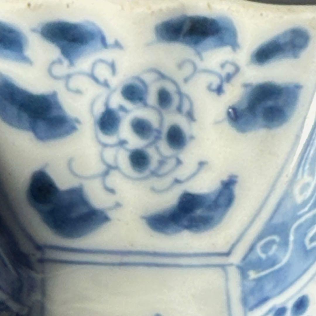 幕末期〜明治　古伊万里　染付菊花形角小皿　20客　醤油皿　器が素敵な料理屋