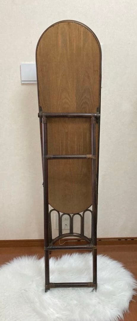 オールドラタンミラー/ヴィンテージ/姿見/スタンドミラー/大きめ/古道具