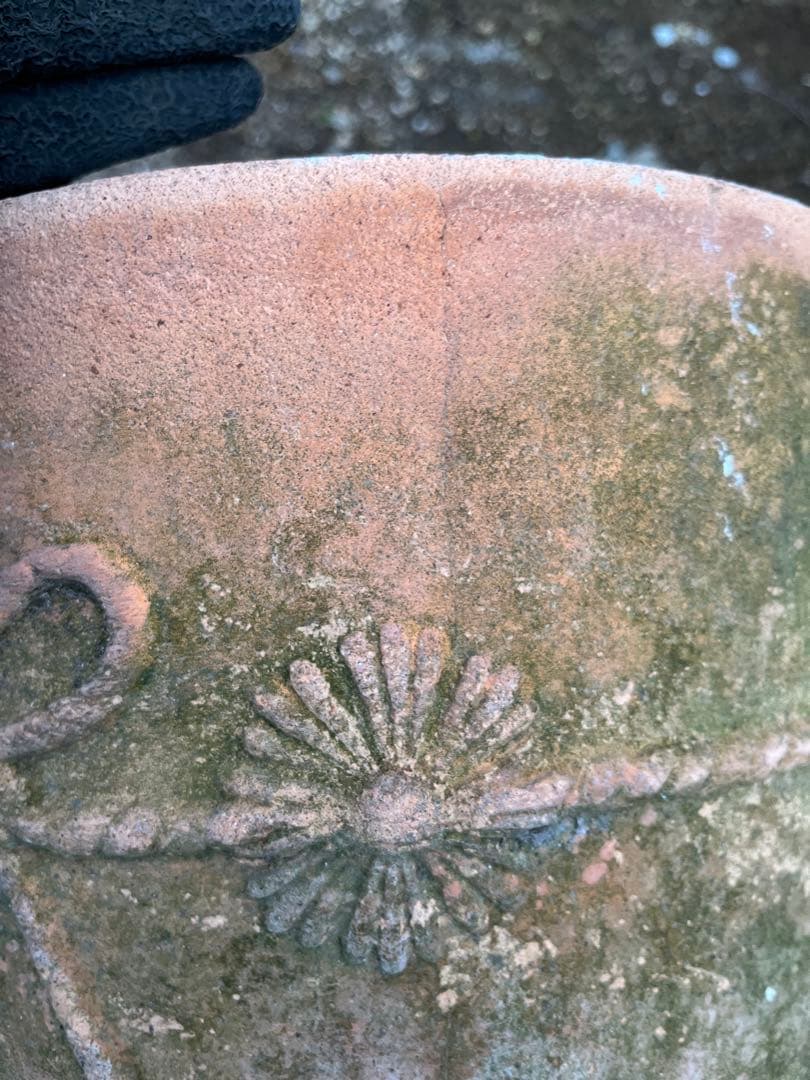 大型鉢　アンティークな雰囲気　苔　テラコッタ鉢　ガーデン　ガーデニング