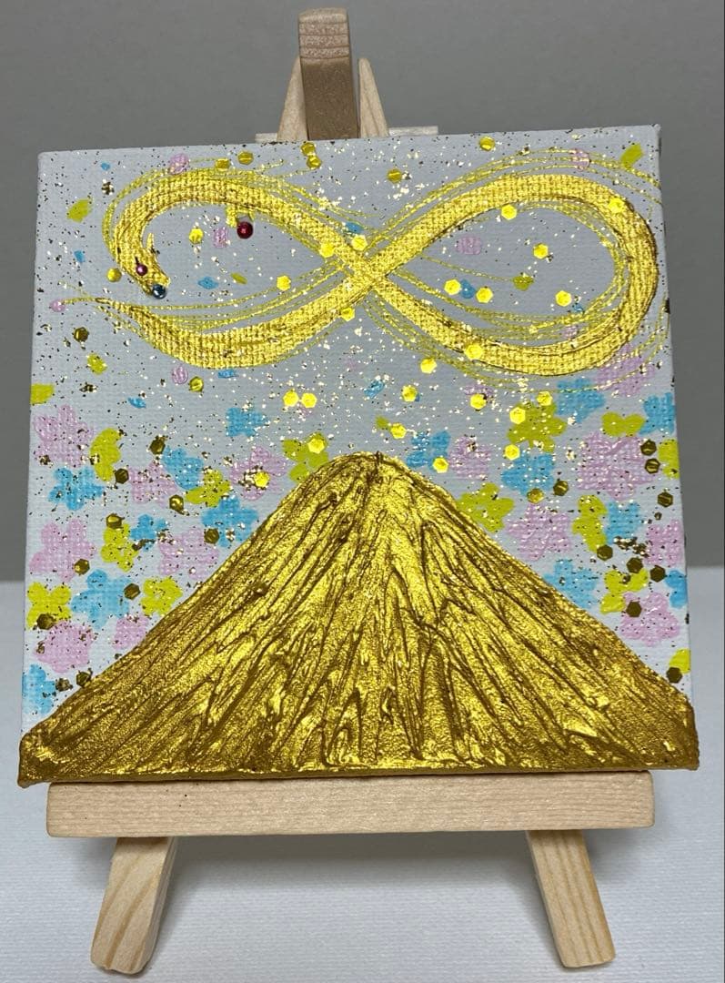 開運絵画　龍神様　金龍　蓮の花　金運　財運　金箔　運気上昇　開運