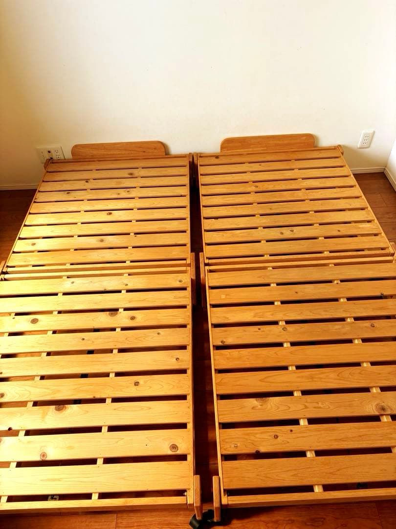 中居木工　折りたたみ　すのこベッド　2台セット　1台でのバラ売りも可