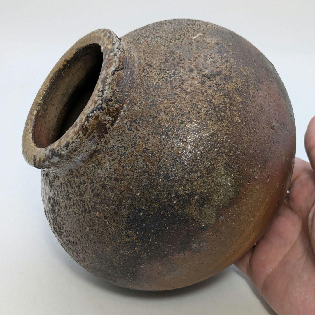 岡山県重要無形文化財 四代松田華山 備前焼 小壷 共箱共布栞 小壺 花器 花瓶