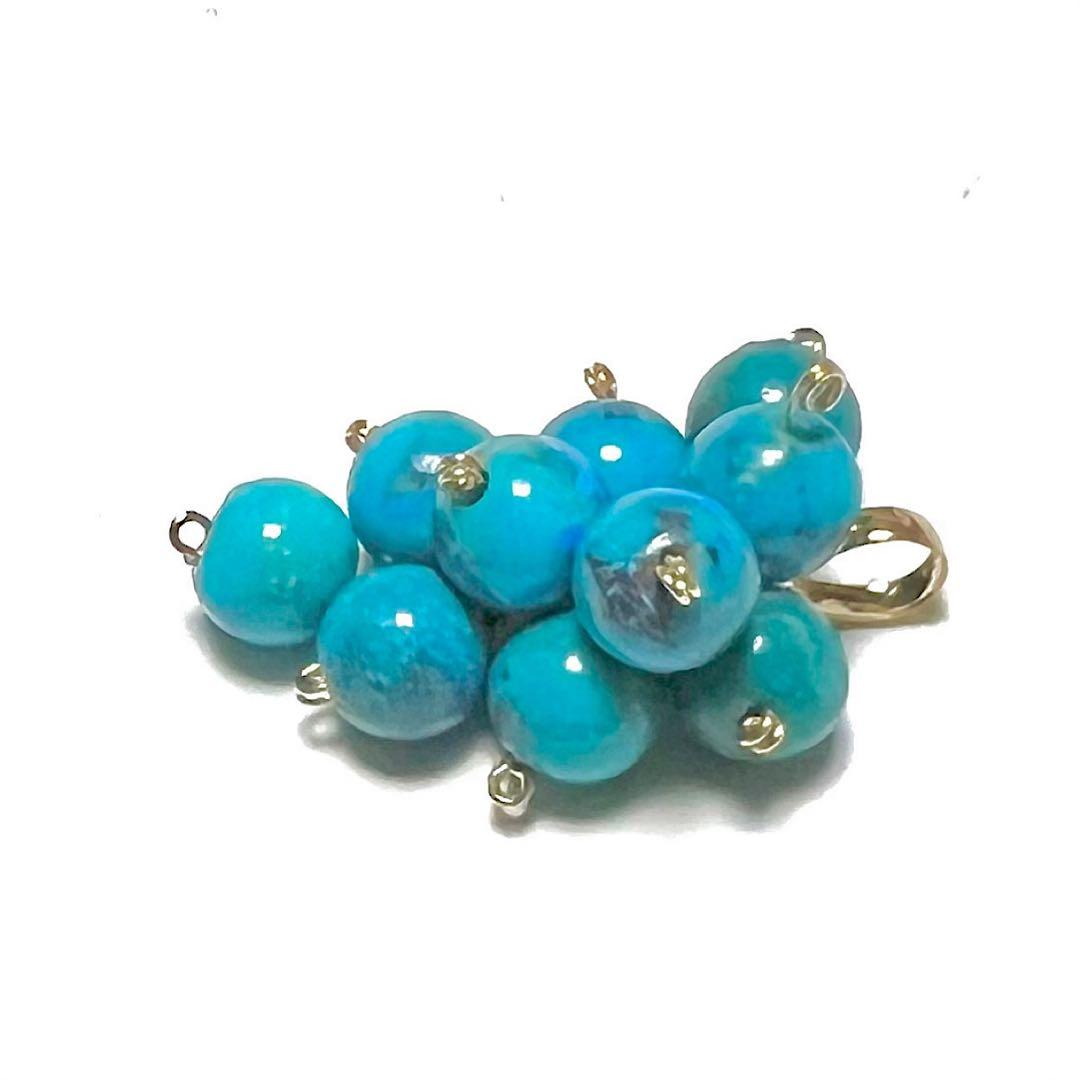【Rtav】特価 K18 ターコイズ フラワーバンチタイプ ペンダントトップ