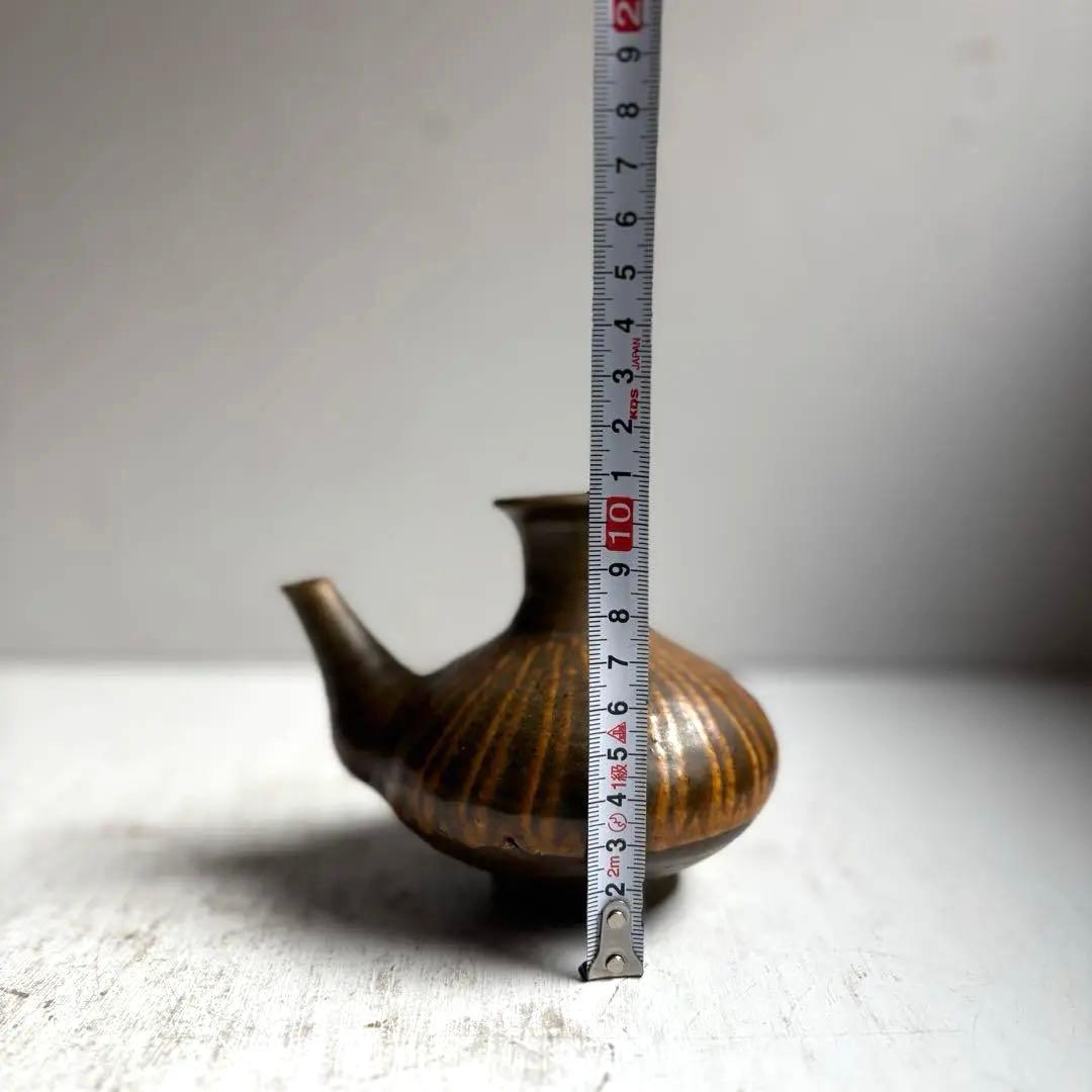 894 民芸 民陶 小鹿田焼 飴釉口付徳利 ① フォークアート 古手 希少