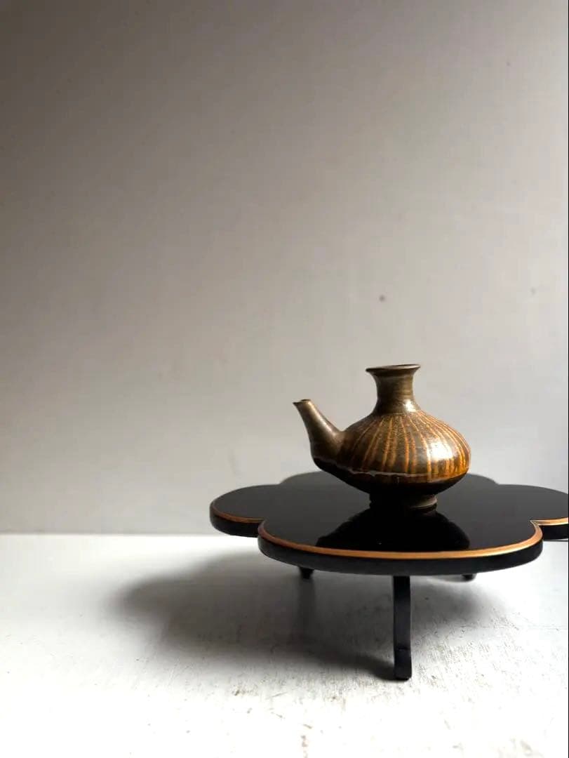 894 民芸 民陶 小鹿田焼 飴釉口付徳利 ① フォークアート 古手 希少