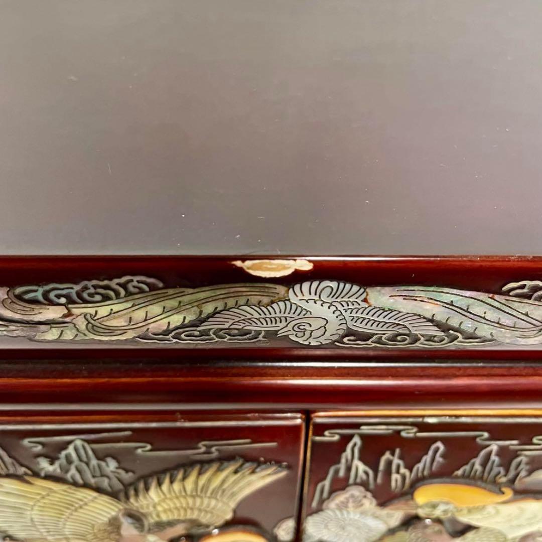 螺鈿細工 希少 小物入れ 花鳥模様 アクセサリーケース 宝石箱 ミニ箪笥