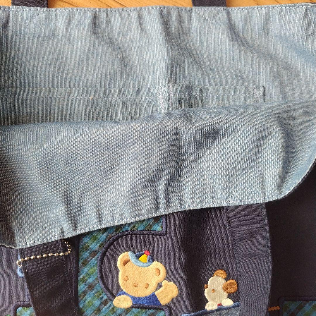 familiar 電車刺繍の手提げ