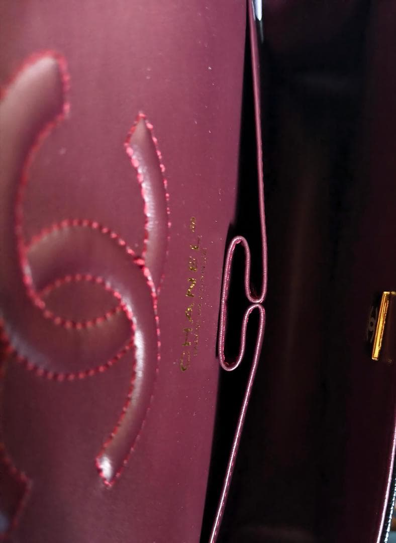 チェーンショルダーバッグ ゴールド 金具 キャビアスキン ノベルティ