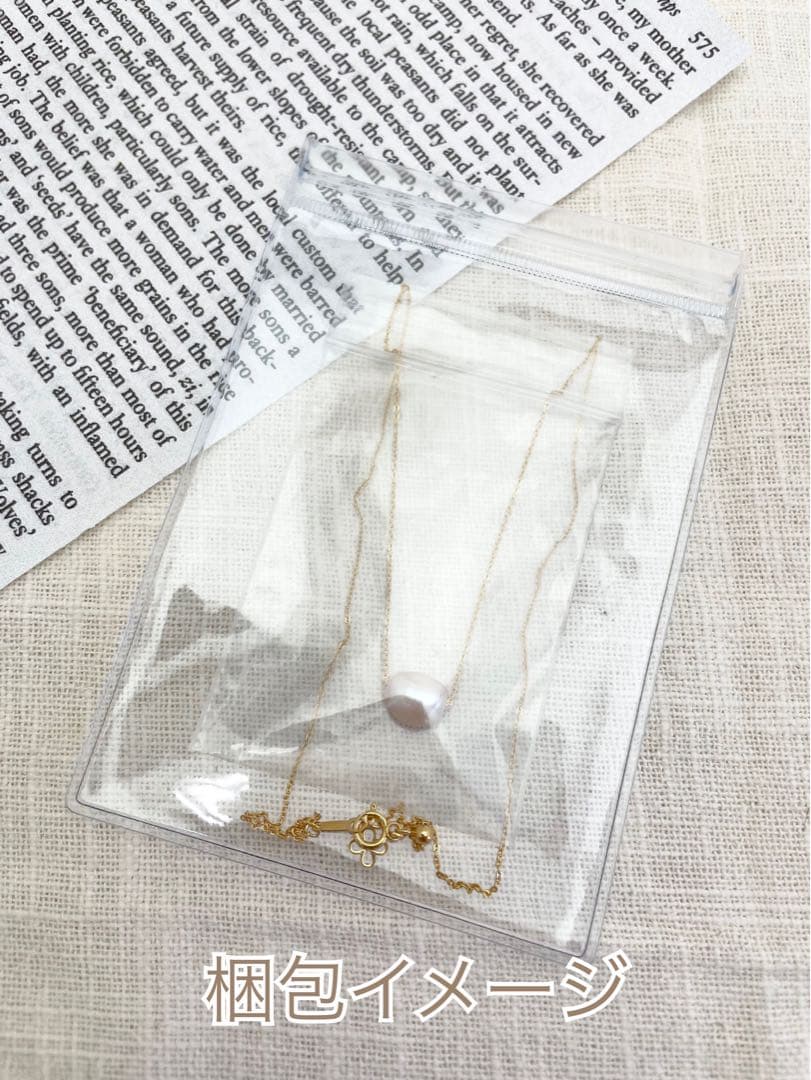 K14GF 淡水バロックパール 3珠ネックレス 45cmスライド付き