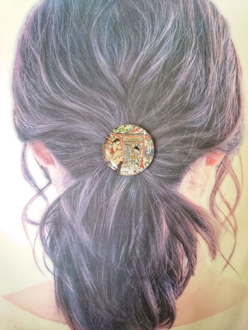 レジン　猫　ヘアゴム　ブローチ　ポニーフック　No.451
