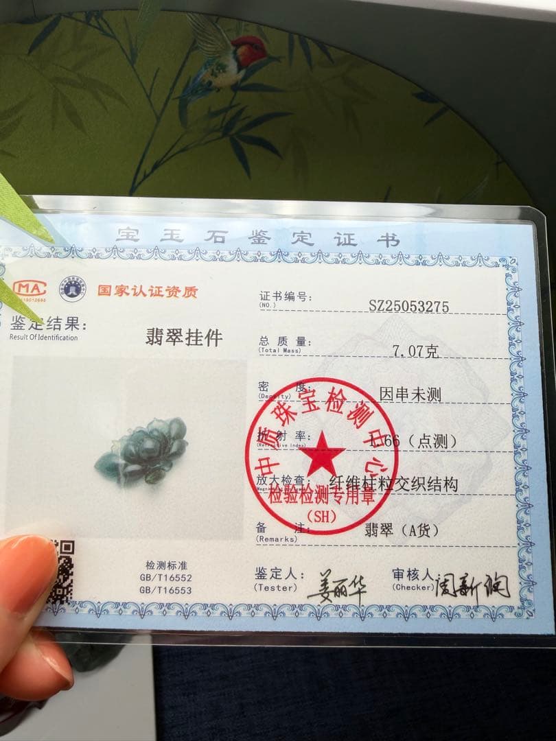 美品❣️天然本翡翠　高品質、氷藍水精巧な蓮花＆鮮明氷緑つぼみネックレス　鑑定書付き