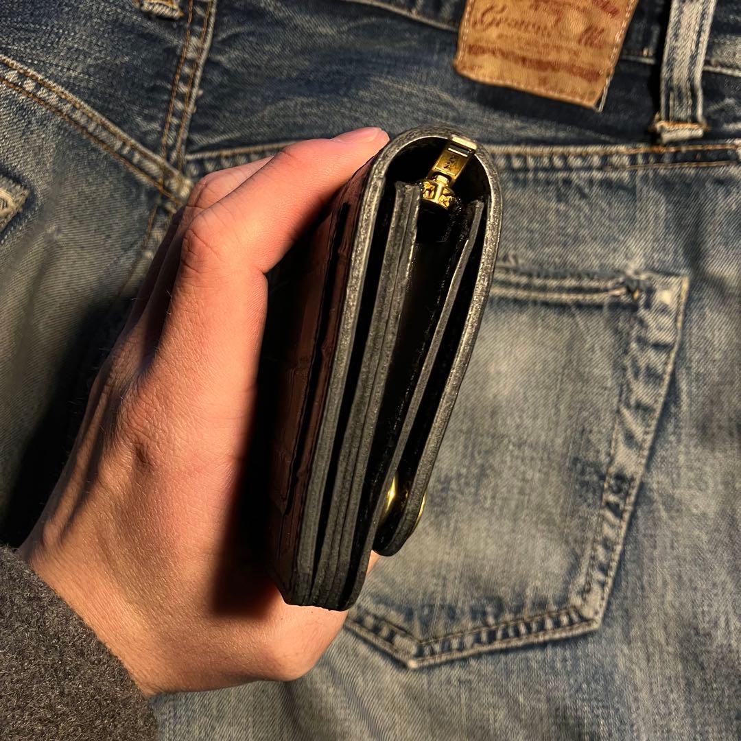 お札が折れない！ミドルトラッカーウォレット 3層 ブラス 栃木レザー