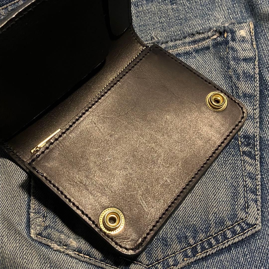 お札が折れない！ミドルトラッカーウォレット 3層 ブラス 栃木レザー