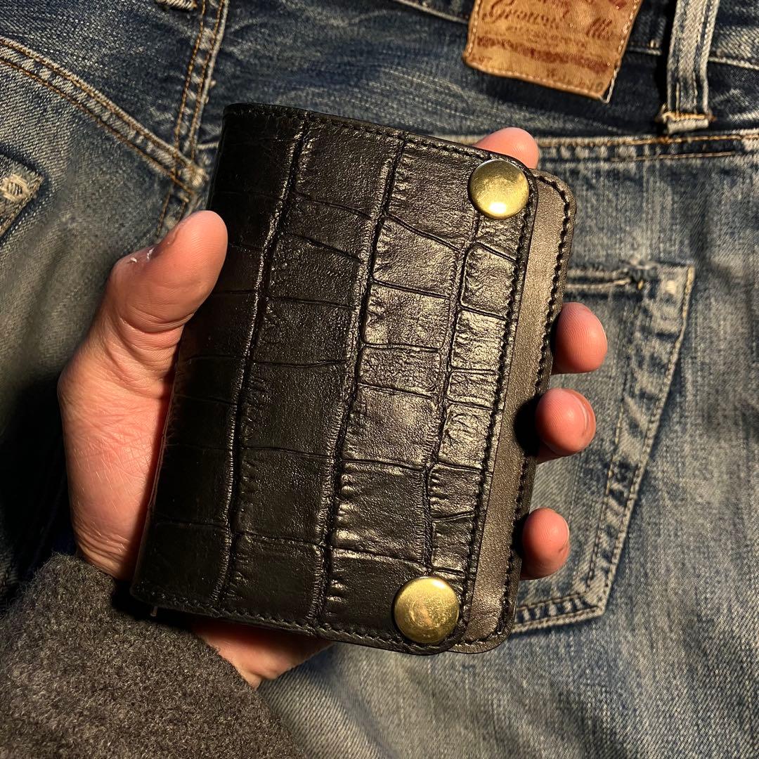 お札が折れない！ミドルトラッカーウォレット 3層 ブラス 栃木レザー