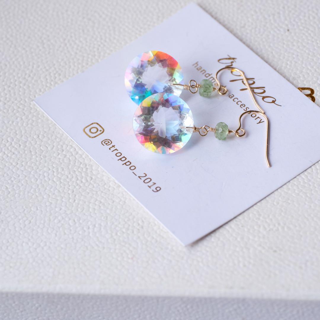 14kgfレインボーミスティックトパーズピアス/イヤリング