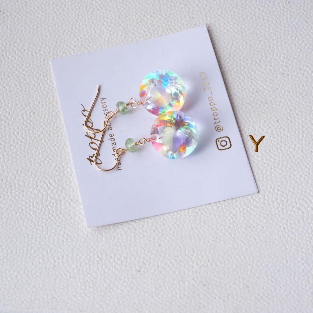 14kgfレインボーミスティックトパーズピアス/イヤリング