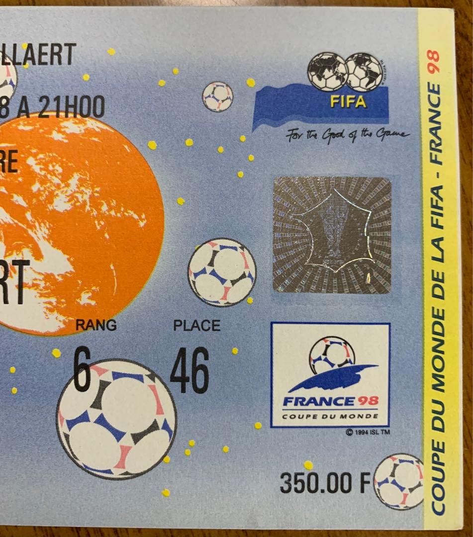 FRANCE98 コロンビアvsイングランド チケット半券 ウイリアム王子臨席！