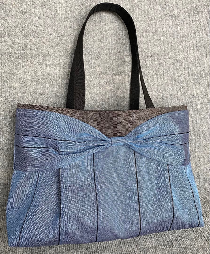 A4サイズ♡倉敷畳縁シンプルリボントート(スモーキーブルー)