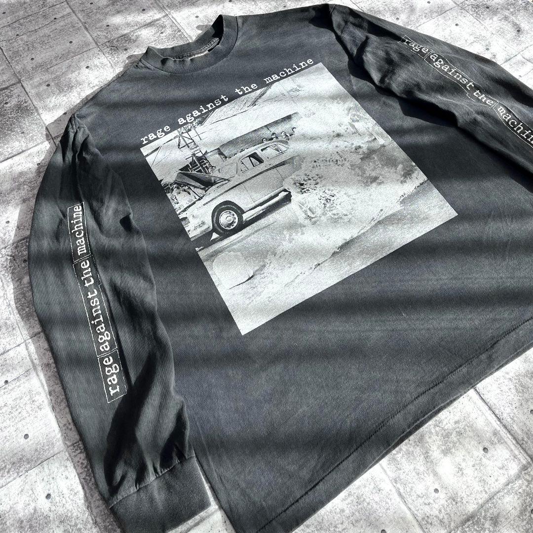 レイジアゲインストザマシーン 袖プリ ロンT XL フェードブラック