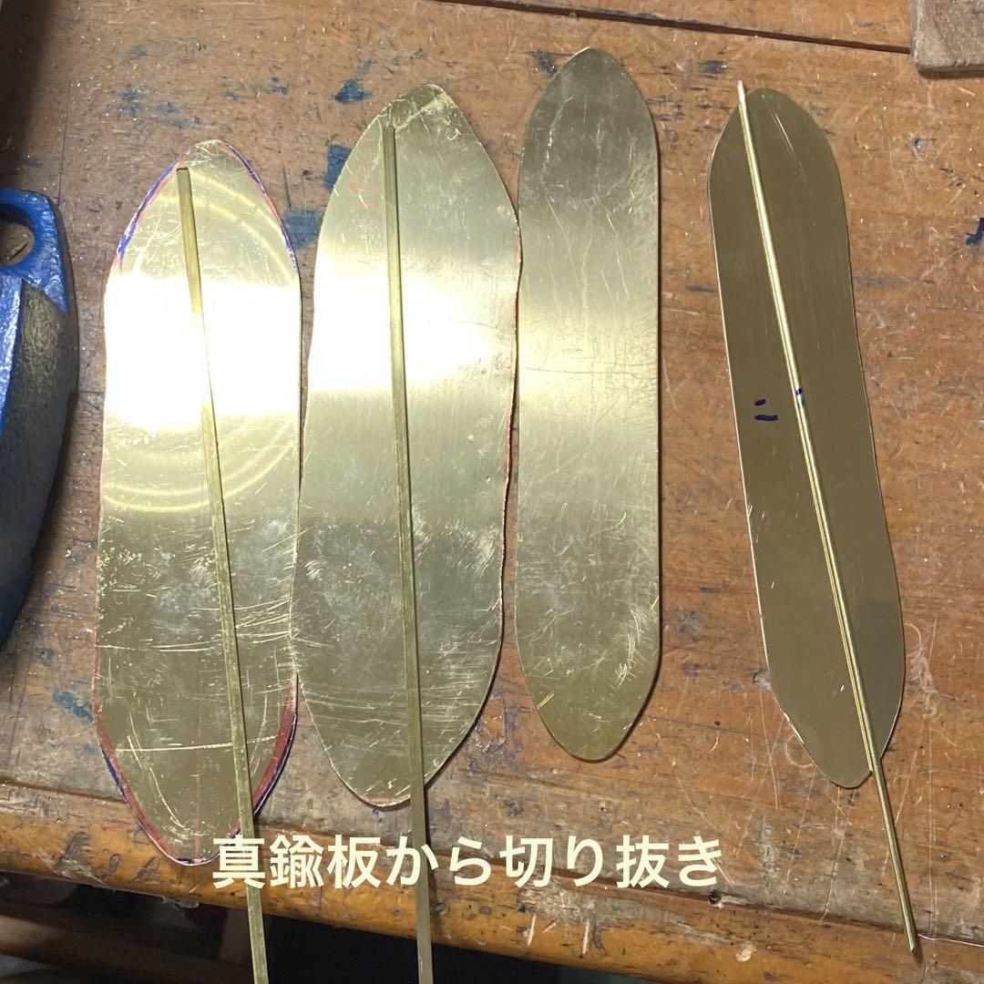 幅45mm 真鍮フェザーバングル 黒染め アンティーク調 ハンドメイド