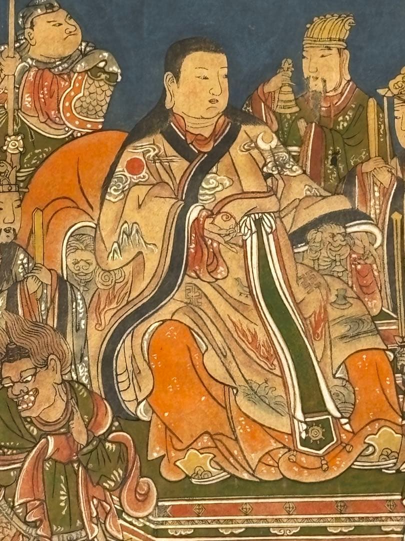 「歳徳神及び八将神図 日月飾り付」版彩色 1幅|陰陽道 牛頭天王 八将軍江戸時代