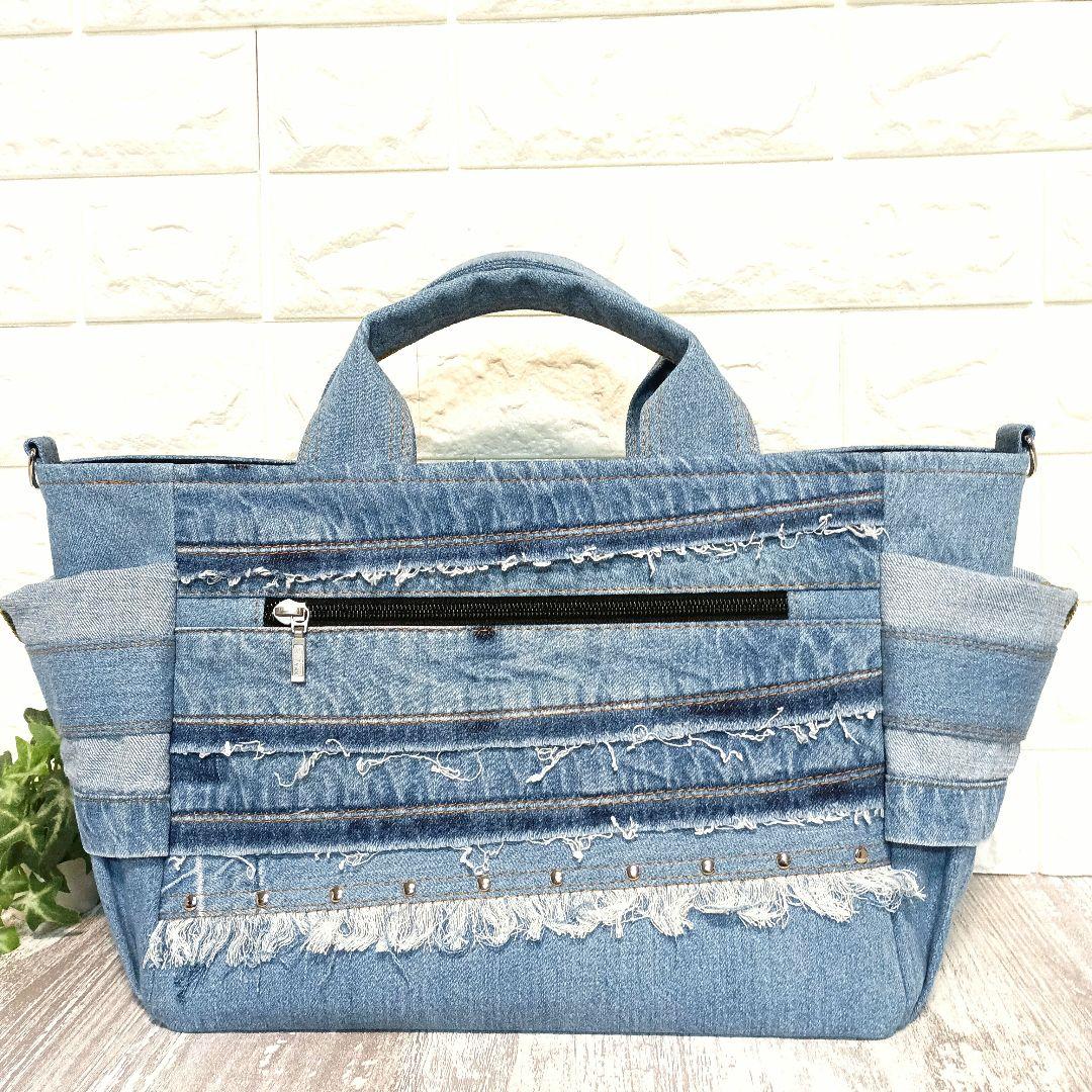 リメイクデニム★サイドポケットトートバッグM
