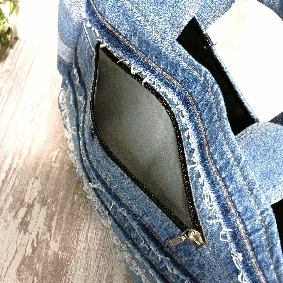 リメイクデニム★サイドポケットトートバッグM