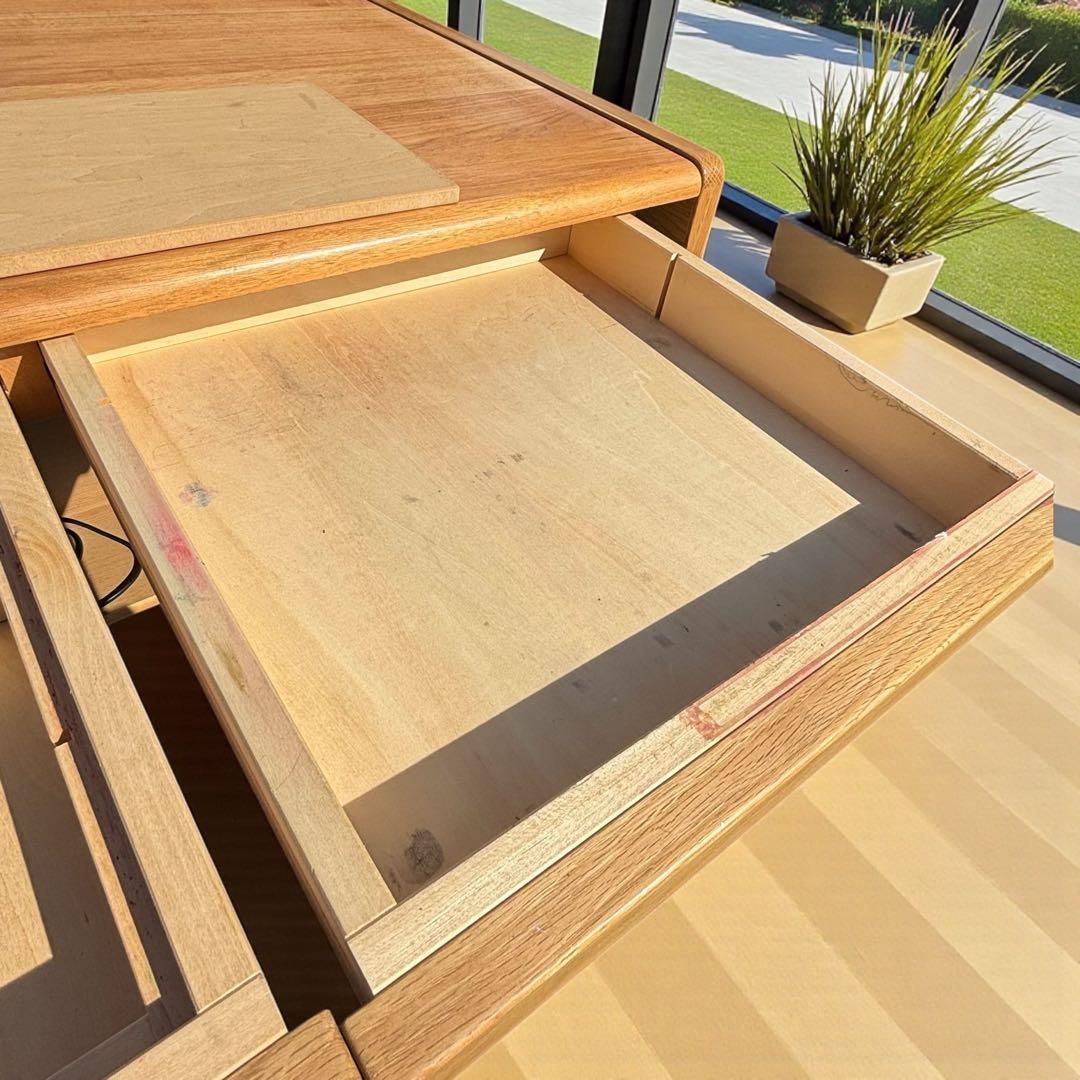 天然木・美品✨カリモク ベネッセ✨ 成長学習デスク ナチュラル 日本製 安心設計