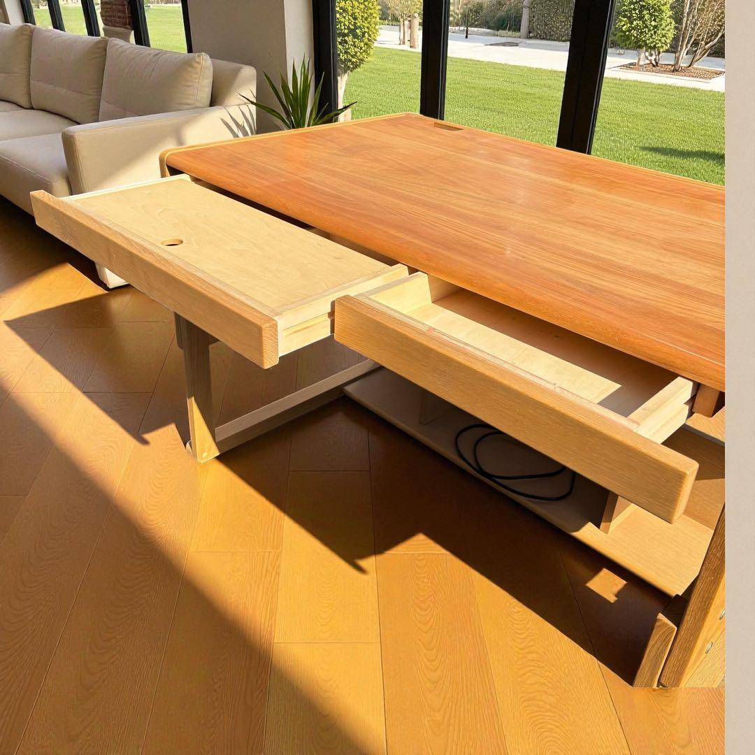 天然木・美品✨カリモク ベネッセ✨ 成長学習デスク ナチュラル 日本製 安心設計