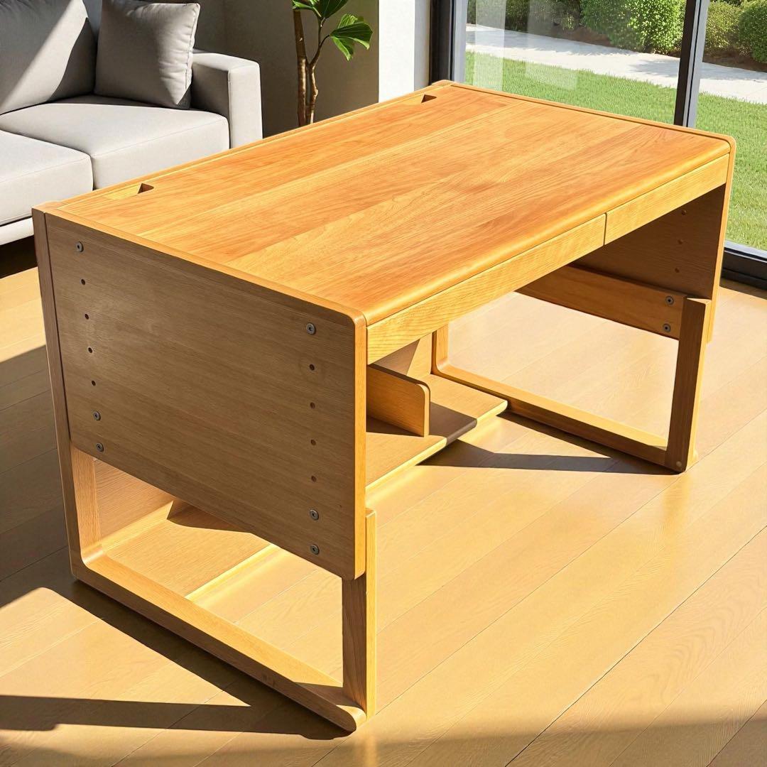 天然木・美品✨カリモク ベネッセ✨ 成長学習デスク ナチュラル 日本製 安心設計