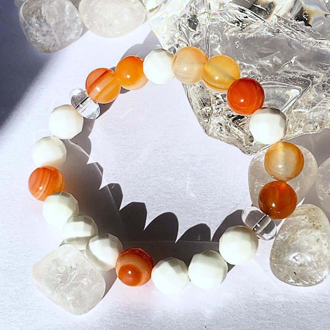 頑張るあなたを守りたい⭐︎天眼石 ホワイトオニキス 天然石ブレスレット