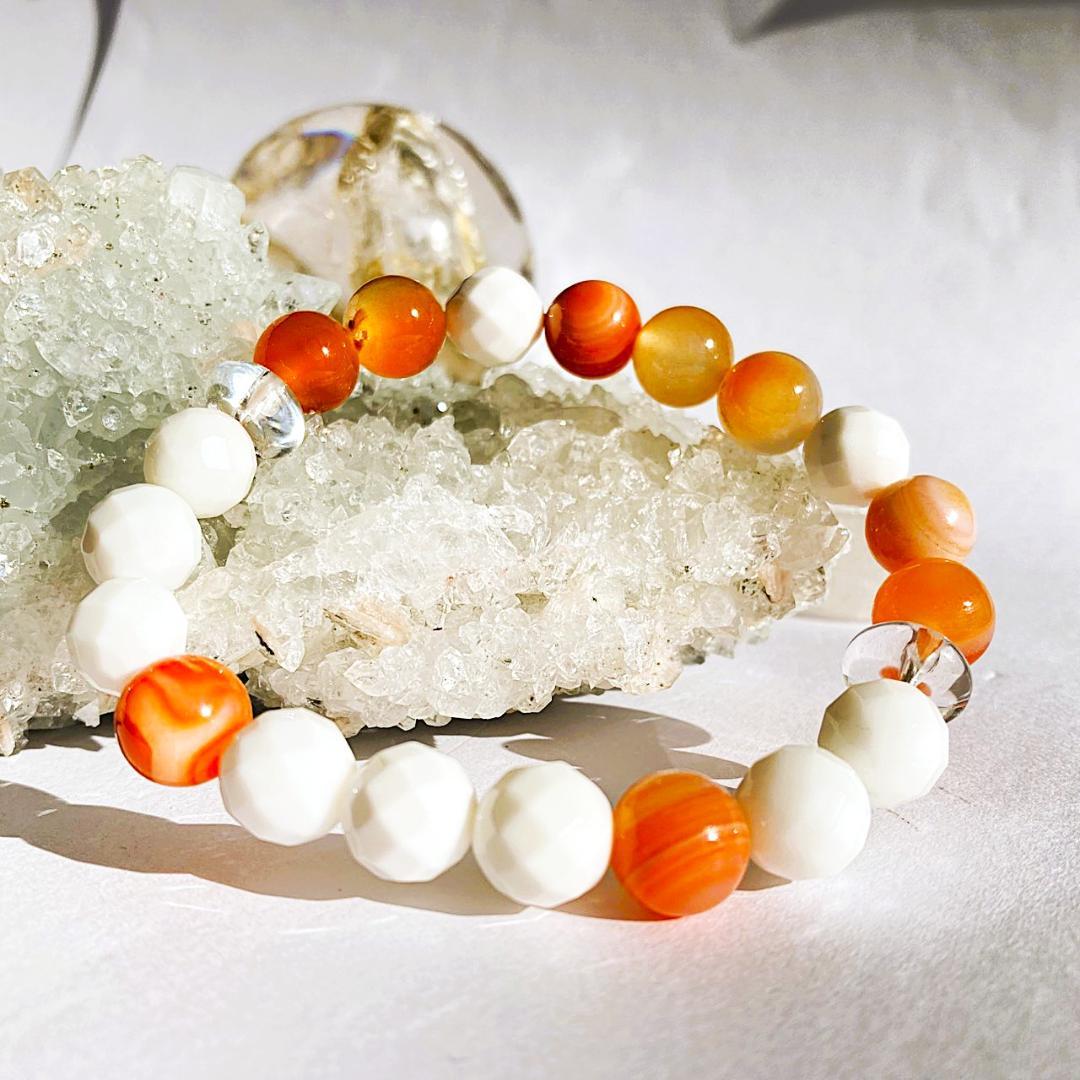 頑張るあなたを守りたい⭐︎天眼石 ホワイトオニキス 天然石ブレスレット