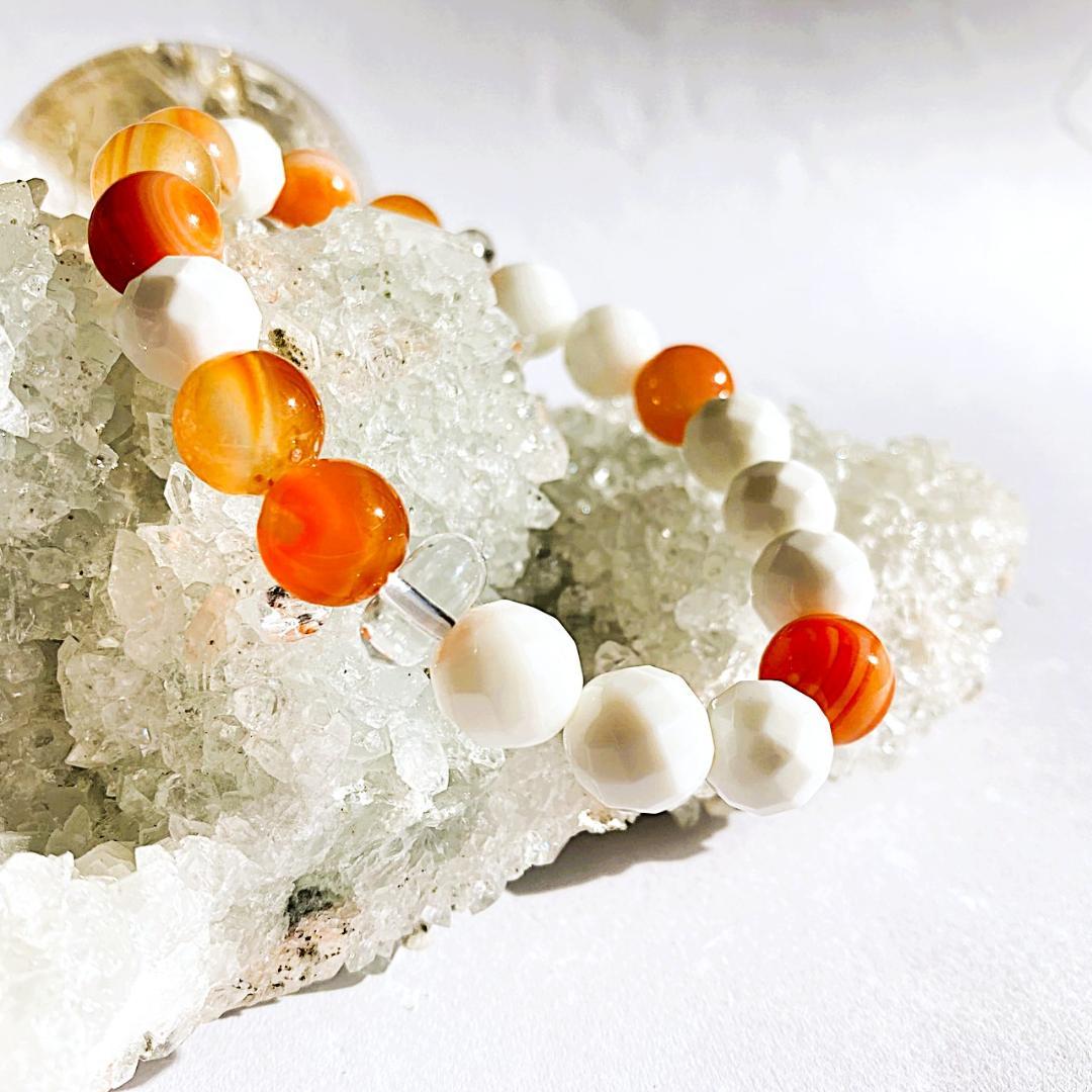 頑張るあなたを守りたい⭐︎天眼石 ホワイトオニキス 天然石ブレスレット