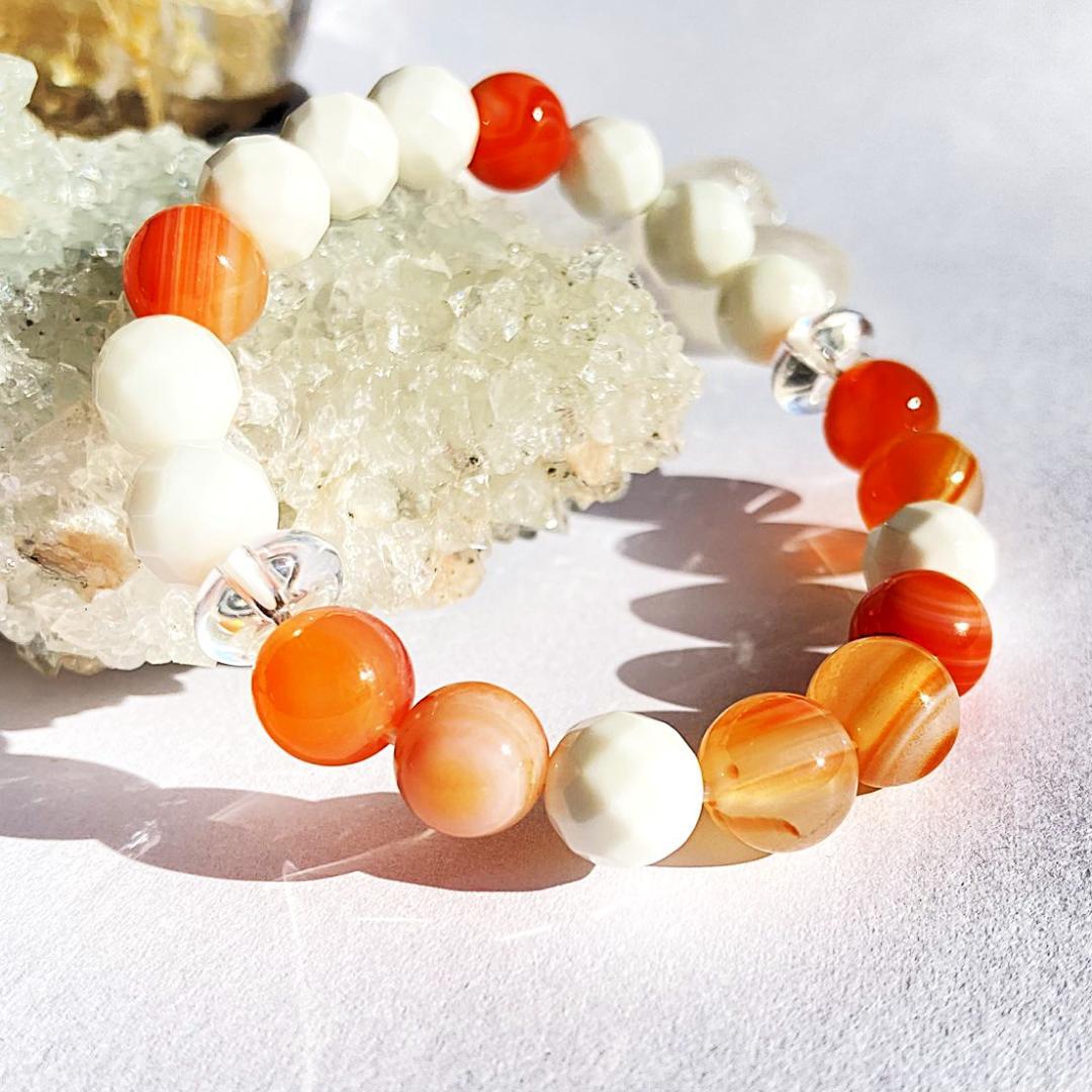 頑張るあなたを守りたい⭐︎天眼石 ホワイトオニキス 天然石ブレスレット