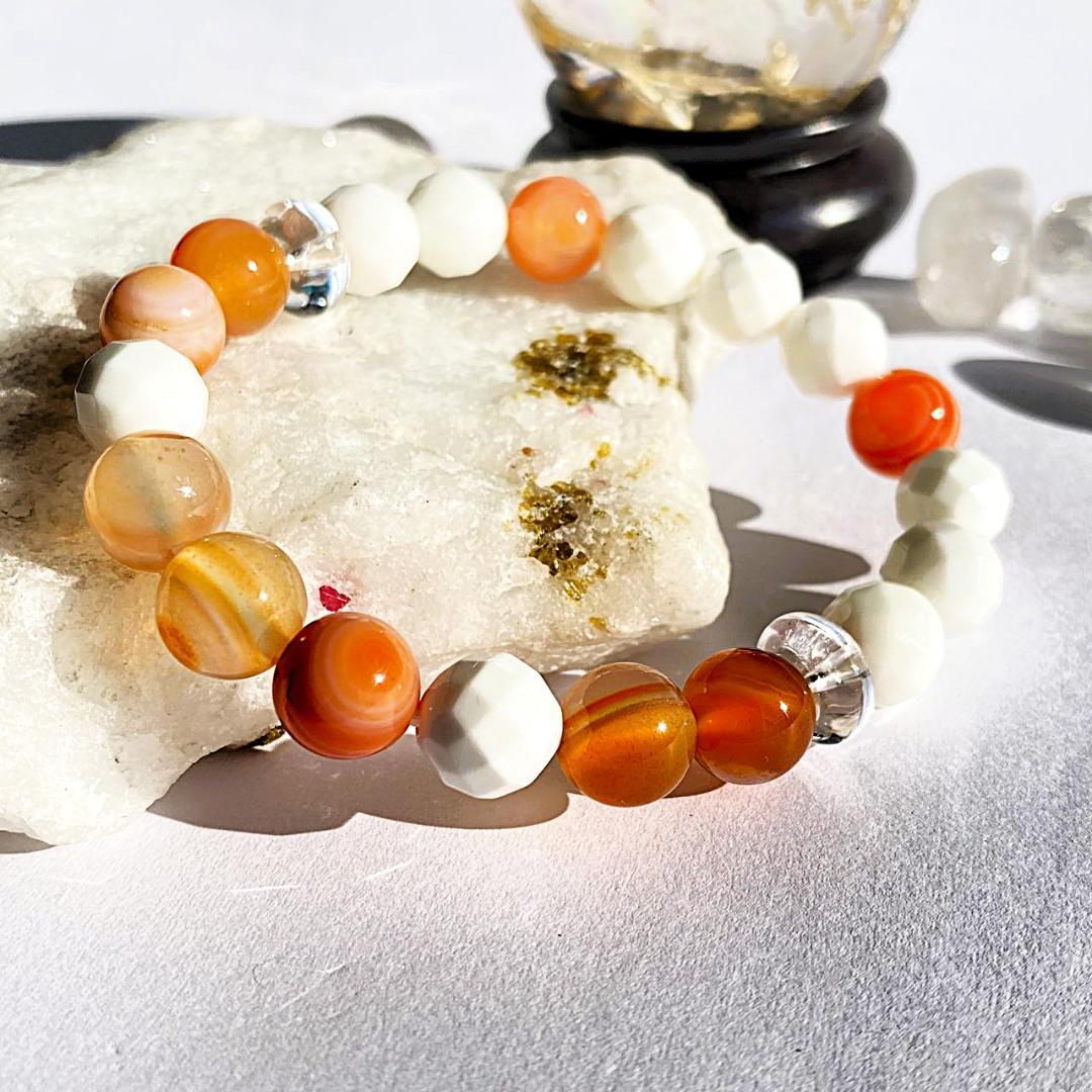 頑張るあなたを守りたい⭐︎天眼石 ホワイトオニキス 天然石ブレスレット