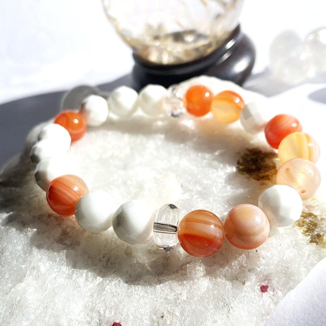 頑張るあなたを守りたい⭐︎天眼石 ホワイトオニキス 天然石ブレスレット