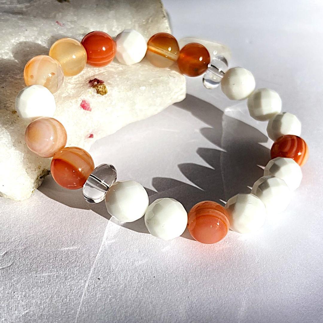 頑張るあなたを守りたい⭐︎天眼石 ホワイトオニキス 天然石ブレスレット