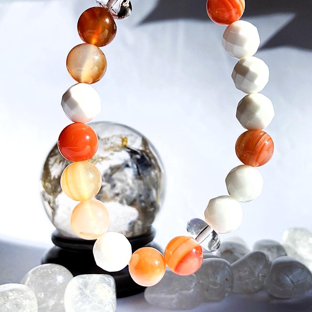 頑張るあなたを守りたい⭐︎天眼石 ホワイトオニキス 天然石ブレスレット