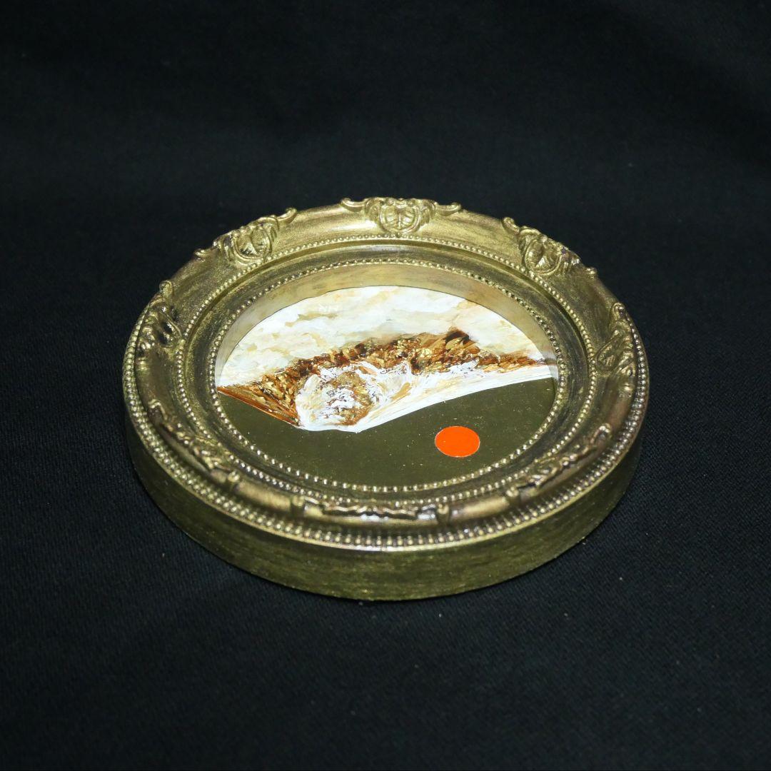 油絵 円形ミニ絵画【黄金富士山】